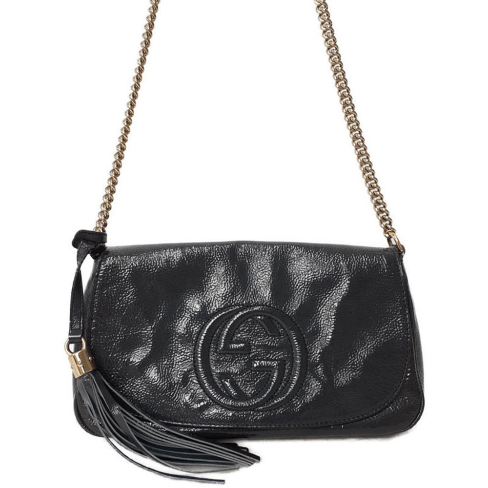 Gucci Soho Shoulder Bag Chain Navy Ivory
